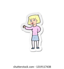 sticker of a cartoon woman explaining