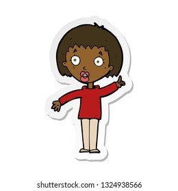 sticker of a cartoon woman explaining her point