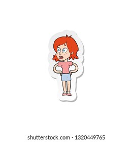 sticker of a cartoon woman with hands on hips