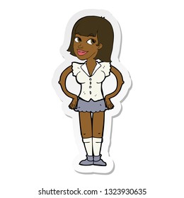 sticker of a cartoon woman with hands on hips