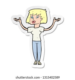 sticker of a cartoon woman holding up hands