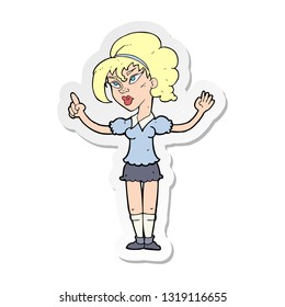 sticker of a cartoon woman with idea