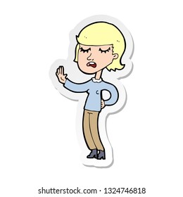 sticker of a cartoon woman ignoring