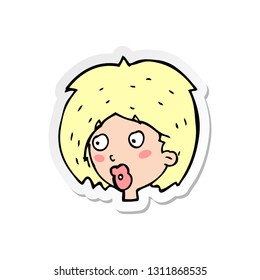 sticker of a cartoon woman looking