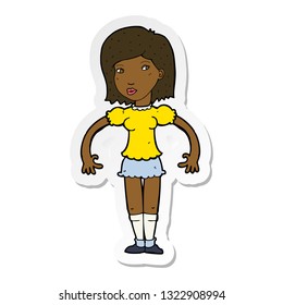 sticker of a cartoon woman looking sideways
