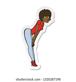 sticker of a cartoon woman looking at something