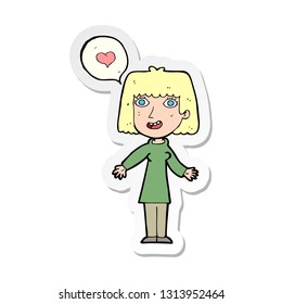 sticker of a cartoon woman in love