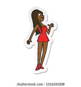 sticker of a cartoon woman in pink dress
