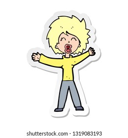 sticker of a cartoon woman shouting