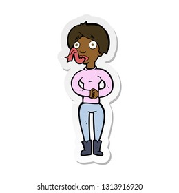 sticker of a cartoon woman with snake tongue