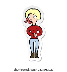 sticker of a cartoon woman with snake tongue