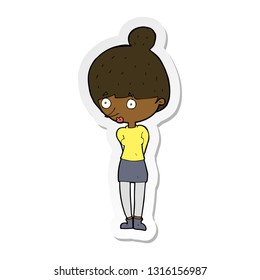 sticker of a cartoon woman staring