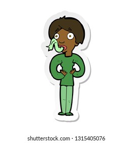 sticker of a cartoon woman sticking out tongue