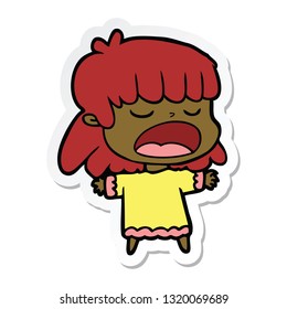 sticker of a cartoon woman talking loudly