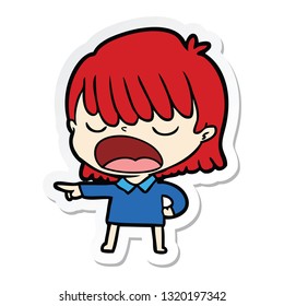 sticker of a cartoon woman talking loudly