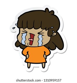 sticker of a cartoon woman in tears