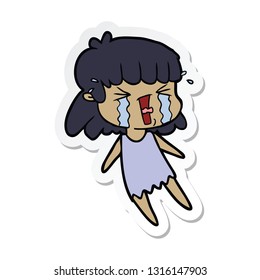 sticker of a cartoon woman in tears