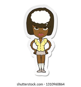 sticker of a cartoon woman thinking