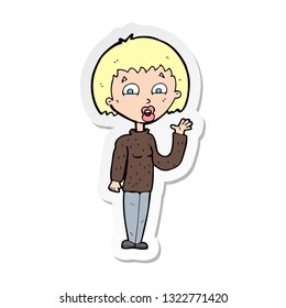 sticker of a cartoon woman waving