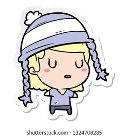 sticker of a cartoon woman wearing hat