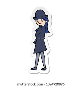 sticker of a cartoon woman wearing sensible hat