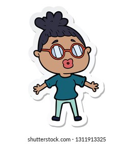 sticker of a cartoon woman wearing spectacles