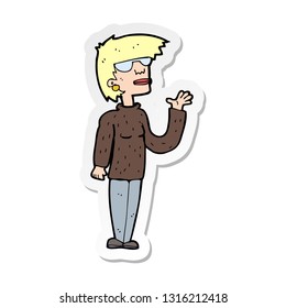 sticker of a cartoon woman wearing spectacles