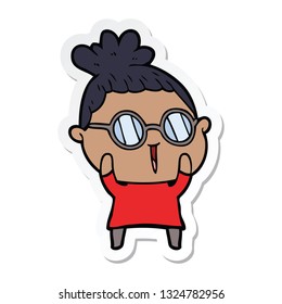sticker of a cartoon woman wearing spectacles
