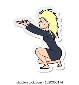 sticker of a cartoon womn casting spel