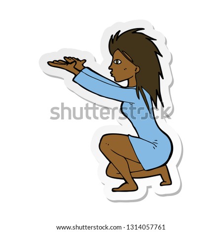sticker of a cartoon womn casting spel
