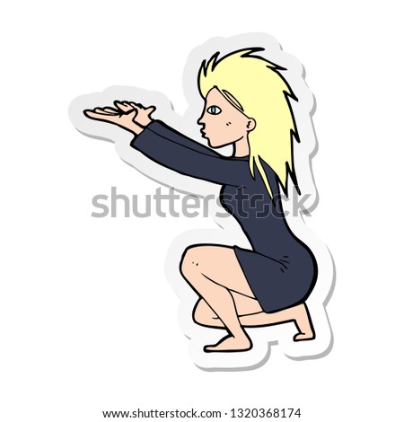 sticker of a cartoon womn casting spel