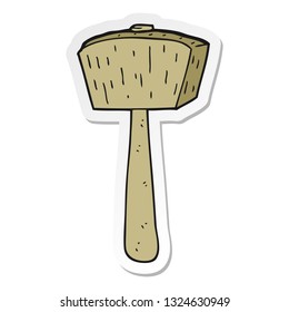 sticker of a cartoon wooden mallet