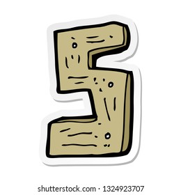 sticker of a cartoon wooden number