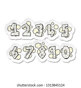 sticker of a cartoon wooden numbers