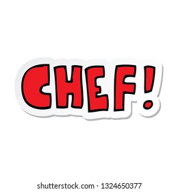 sticker of a cartoon word chef