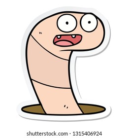 pegatina de un gusano de dibujos animados