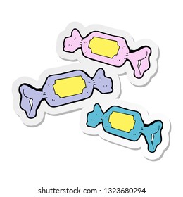 sticker of a cartoon wrapped candy
