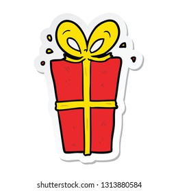 sticker of a cartoon wrapped gift