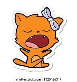 Sticker Cartoon Yawning Cat Stock Illustration 1368979691