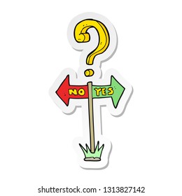 sticker of a cartoon yes and no sign
