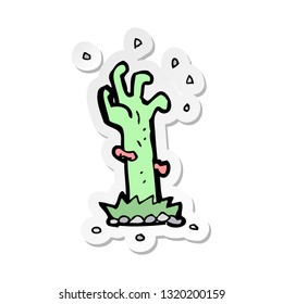 sticker of a cartoon zombie rising from grave