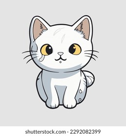 Gato adhesivo con contorno lindo