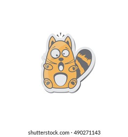 Sticker cat, pet with big eyes on a white background. surprised expression