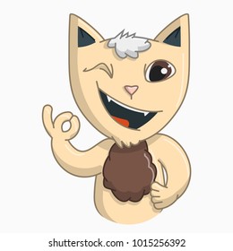 Sticker of cat showing sign with finger and one closed eye