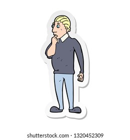sticker of a catoon curious man