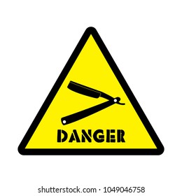sticker with caution straight razor