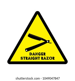 sticker with caution straight razor