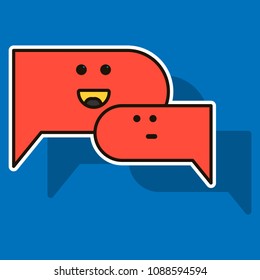 Sticker Chat icon with dialog clouds vector