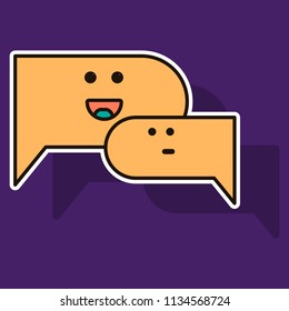 Sticker Chat icon with dialog clouds vector