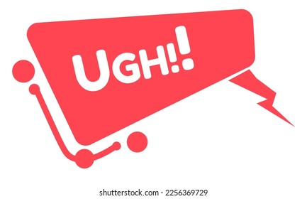 Sticker for chatting in internet, isolated box or dialogue conversation emoji for talking. Expression of disgust or irritation, frustration or feeling of disappointment. Ugh reaction. Vector in flat